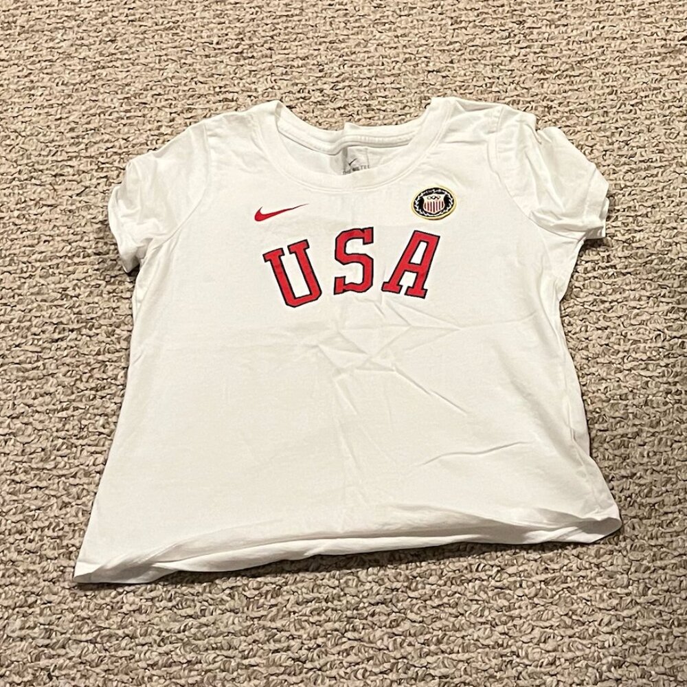 Nike Sportswear Team USA Olympics Girl's White Short Sleeve T-shirt